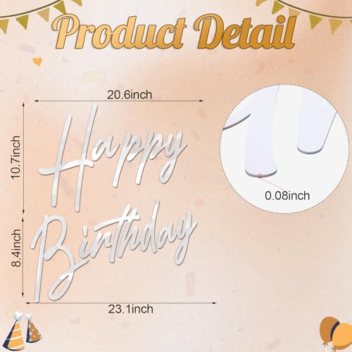 Yousoontic Happy Birthday Sign for Backdrop, 23 x 20 Inch, Classic, White - Image 2