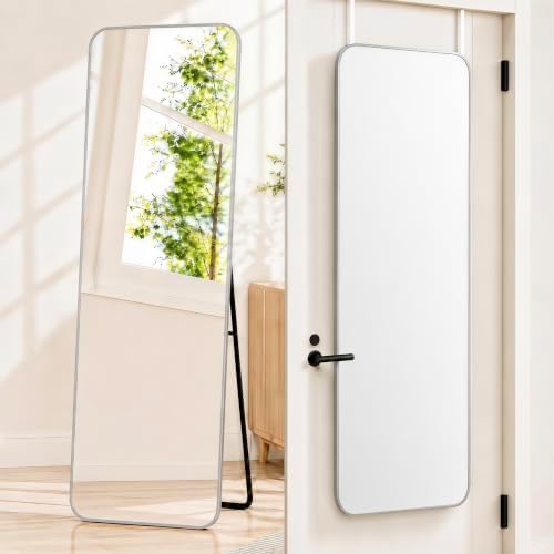 57x20" Full Length Mirror Floor Stand,Over the Door,Wall Mounted Silver by SCWF-GZ