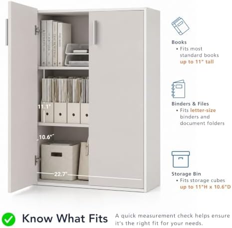 Homes: Inside + Out Apexa 3-Tier Stackable Wood Bookcase with Doors, Cube Storage Organizer Shelves, Small Food Pantry Cabinet, Dorm Teen Room Decor & Bedroom, Home Office, Kitchen, White - Image 6
