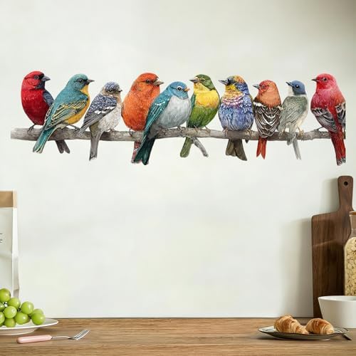 ANNA QUEEN Colorful Birds Wall Decals Peel and Stick Bird Wall Stickers on Branch, Removable Vinyl Nature Wildlife Wall Decor for Living Room Bedroom Nursery Window Hallway Large Bird Wall Art - Image 3