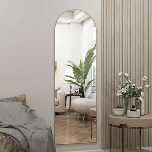 48"x 14" Arched Full Length Door Mirror, Full Body Mirror, Gold - Image 3