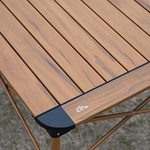 iClimb Lightweight Stable Alu. Folding Square Table Roll Up Top (Nature, L) - Image 4
