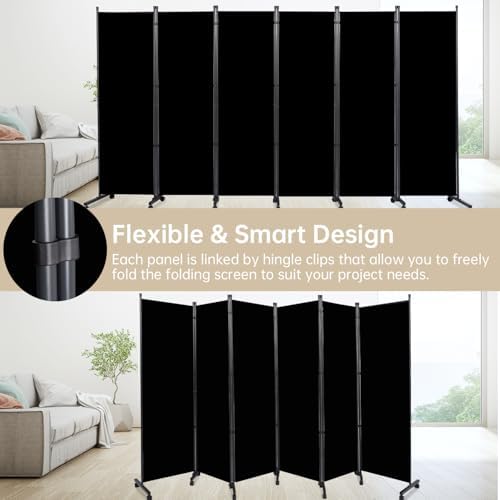 Room Divider Large 6 Panel Privacy Screen,Portable Room Partition on Wheels - Image 5