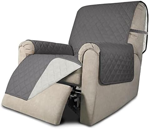 Easy-Going Recliner Chair Slipcover Reversible Sofa Cover Water Resistant Couch Cover Furniture Protector with Elastic Straps for Pets Dog (Recliner 22 inch, Gray/Ivory) by Easy-Going