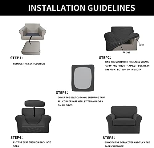 Easy-Going 2 Pieces Stretch Sofa Slipcover for Armchair Washable - Image 6