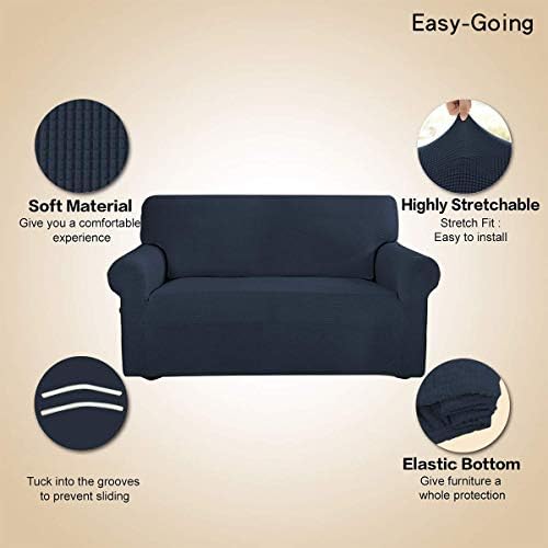 Easy-Going Stretch Loveseat Couch Covers Washable Dark Blue - Image 3