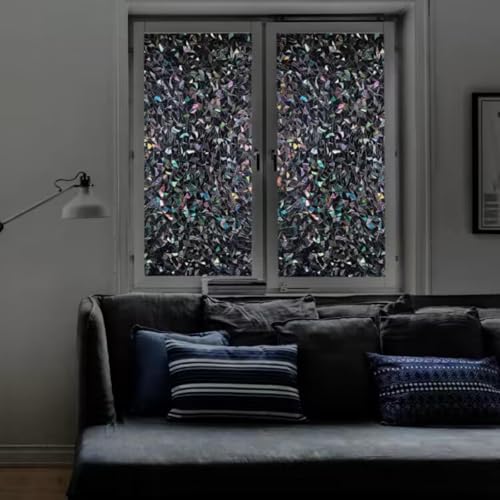 Finnez Blackout Window Film, Stained Glass Rainbow, Black, 23.6" x 157.4" - Image 5