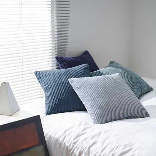 Topfinel Decorative Throw Pillow Covers Cushion Cases, Set of 4 Soft Velvet Modern Double-Sided Designs, Mix and Match for Home Decor, Pillow Inserts Not Included (12x12 inch, Blue) - Image 5