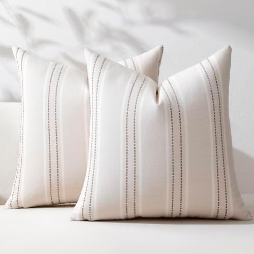 Hckot Striped Throw Pillow Covers 24x24 Set of 2 Taupe Pillow Covers by Hckot