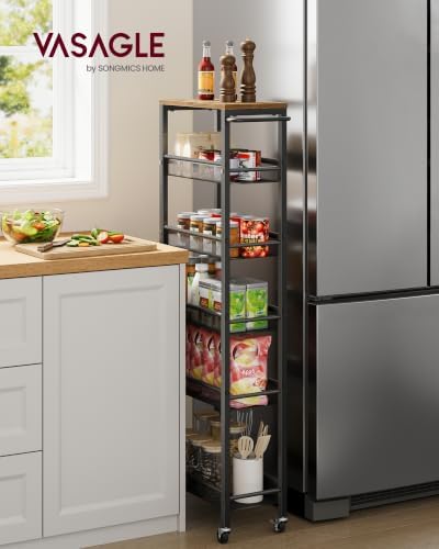 VASAGLE 6-Tier Slim Rolling Storage cart with Wheels, Metal - Image 2