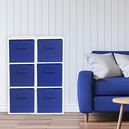 Simple Houseware 11-Inch Foldable Cube Storage Bins, Dark Blue, 6-Pack - Image 3