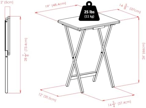 Winsome Alex Set of 4 Foldable Snack Tables with Storage Rack, Black, 26" - Image 3