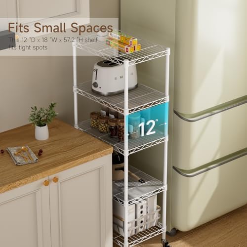 Golpart Small Shelves Storage Wire Metal Adjustable Shelf Unit with Wheels - Image 7