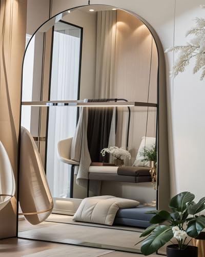 KOMCOTE Full Length Floor Mirror, 82x42 Inch Oversized Arched Standing Mirror in Black for Bedroom, Living Room, Dressing Room - Elegant Freestanding Leaning Mirror Decor - Image 3