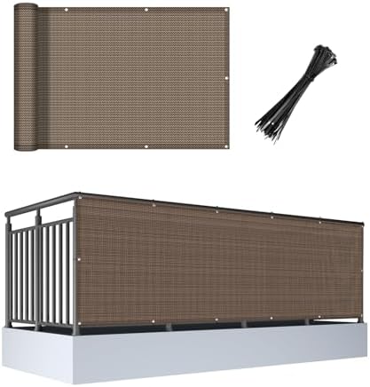Balcony Privacy Screen Fence UV Protection, Customized 3'x5' Brown by CoolArea