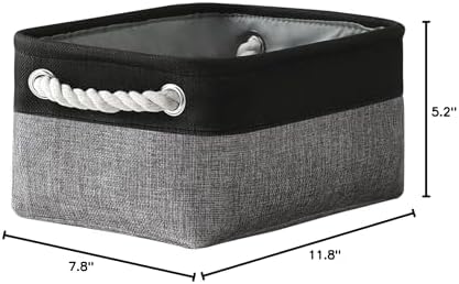 TheWarmHome Storage Basket for Organizing - 12x8x5.2 inch 1 Pack Fabric Storage Cubes, Baskets for Gifts Empty for Closet Organizer Dog Gift Cloth Toy (Grey & Black) - Image 7