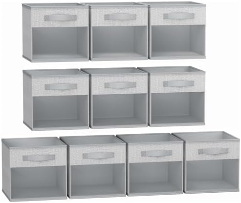 DIMJ Storage Cubes, Cube Storage Bin, 10 Pack Foldable Cubes with Window, Closet Oganizer Boxs with Handle, 12.2x 12.2 inch Storage Organizer for Clothes, Toys, Books by DiMJ