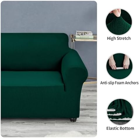 Joccun Stretch Loveseat Couch Cover Slipcover, Hunter - Image 5
