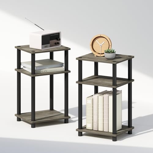 Furinno JUST Set of 2 Toolless 3-Tier Night Stand, French Oak by Furinno-FitsYourSpaceFitsYourBudget