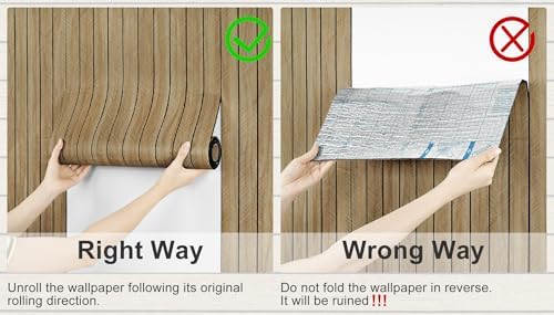 Brown Wood Panels for Wall 3D Wood Slat Wall Paneling Acoustic | Faux Wooden Slat Wallpaper Self Adhesive Herringbone Shiplap Peel and Stick Wallpaper for Bedroom Living Room Entrance Hall - Image 6