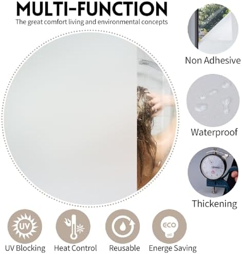 KESPEN Frosted Window Privacy Film for Glass No Glue, White, 35.4In X 6.5Ft - Image 2