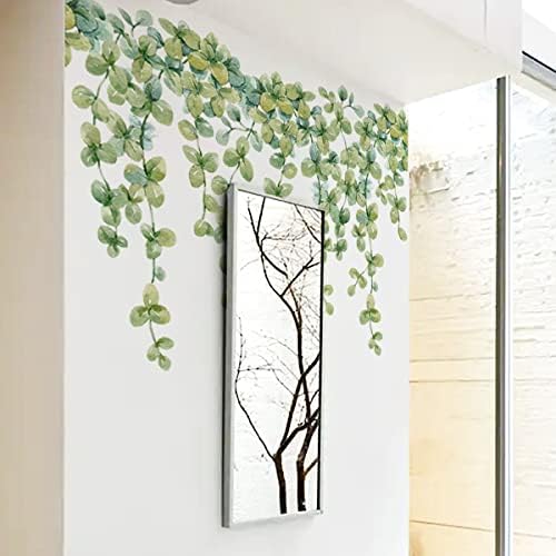 Hanging Green Vine Wall Decals,Succulent Plants Wisteria Floral Flowers Butterflies Birds Wall Stickers, Self-Adhesive Vinyl Removable Living Room Sofa TV Wall Decor (Eucalyptus Leaves) - Image 6