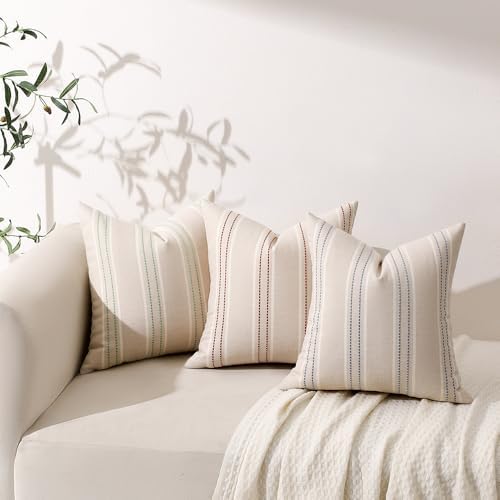 Hckot Stripe Throw Pillow Covers 18x18 Set of 2 Light Green Pillow Covers - Image 6