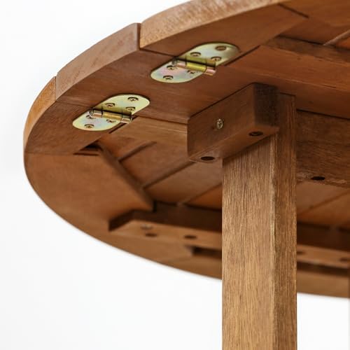 Furinno TIOMAN Outdoor Gateleg Round Patio Table, Natural - Image 5