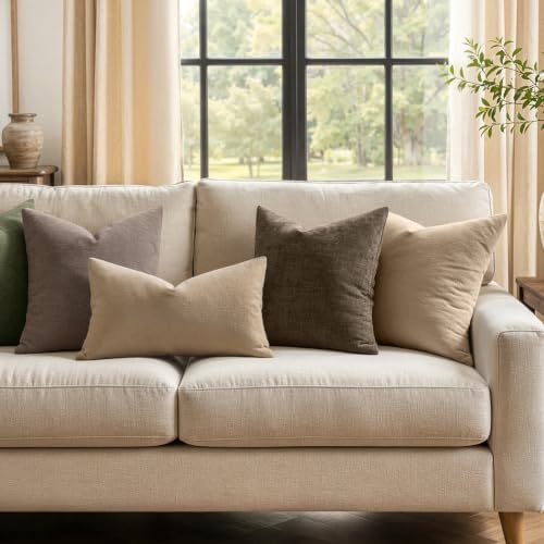 MIULEE Chocolate Brown Chenille Couch Throw Pillow Covers, 18x18 - Image 3