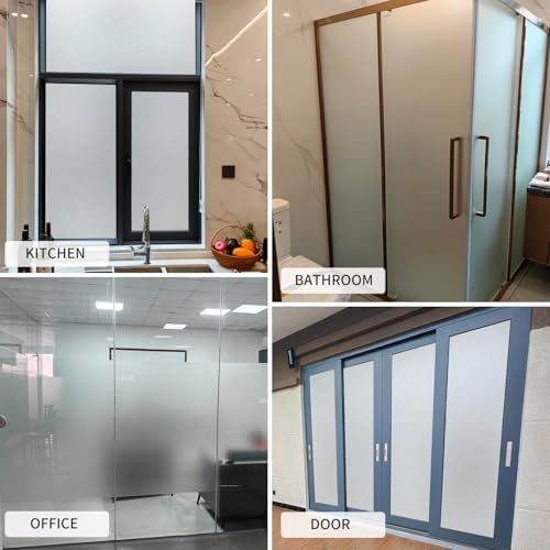 Window Privacy, Removable Glass Door Privacy Film, Suitable for Bathrooms, Offices, Static Cling Decorative Film, Reusable Window Stickers (White, 23.6 x 157.4 inch) - Image 5