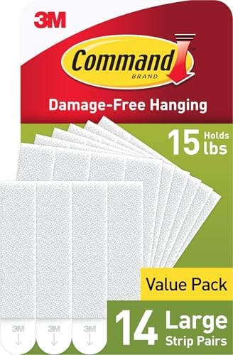 Command 15 lb Large Picture Hanging Strips 14 Pairs (28 Strips), Damage-Free Hanging Picture Hangers, No Tools Wall Hanger for Home Decor, White Adhesive by Unknown