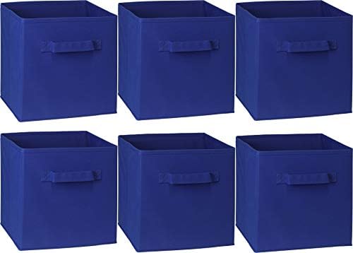 Simple Houseware 11-Inch Foldable Cube Storage Bins, Dark Blue, 6-Pack - Image 2