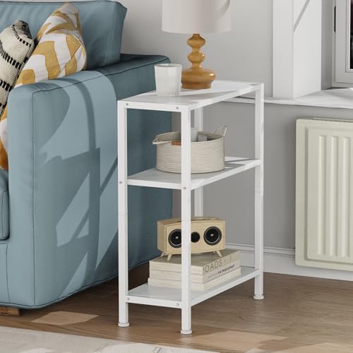 3-Tier Side Table Set of 2, Small End Table, Sofa Side Table for Narrow Spaces, Slim End Table, Nightstand Table, for Living Room Bedroom Office, White - Image 4