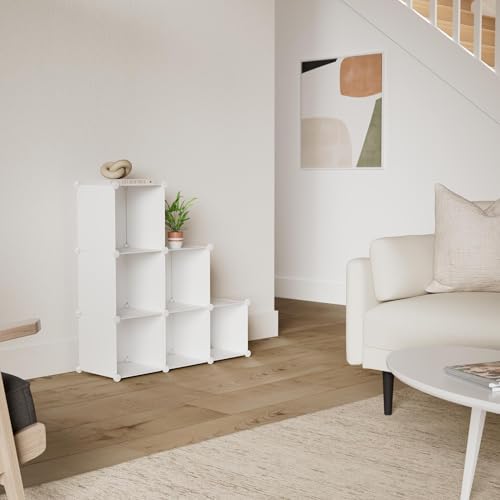 C&AHOME 6-Cube Storage Organizer Cube Shelf Closet Storage Bookcase, Milky - Image 2