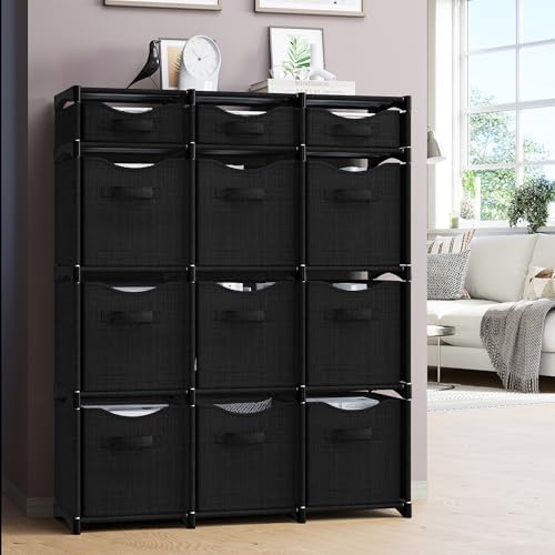 Cube Storage Organizer with Storage Bins Included - The Perfect Closet Organizers and Storage Solution. Includes 12 Storage Cubes, Great For Toy Storage, Closet Storage, Clothes Storage (Black) - Image 6