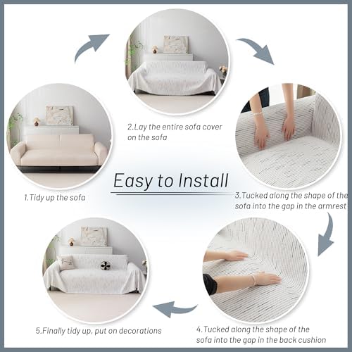 MYSKY HOME Loveseat Cover White Couch Cover Sectional Couch Covers for 2 Cushion Couch Sofa Thick Universal Chenille Sofa Cover with Tassel Durable Furniture Protector for Dogs 91" x 118" - Image 7