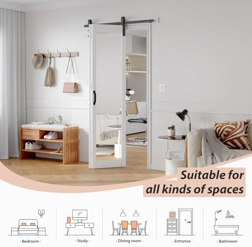 FREDBECK Bifold Mirror Closet Barn Door 42x84 Hardware Included,1 Panels - Image 2