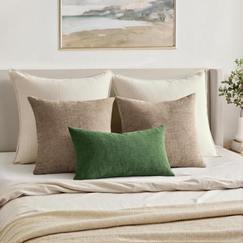 MIULEE Moss Green Chenille Couch Lumbar Throw Pillow Covers, 12x20 - Image 5