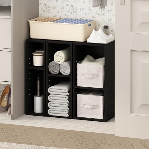 Furinno Reed 2-Tier Closet Organizers and Storage, Closet Organizer, Open Shelf Closet Storage, for Wardrobe, Bedroom, Living Room, 6-Inch Width, Blackwood - Image 3