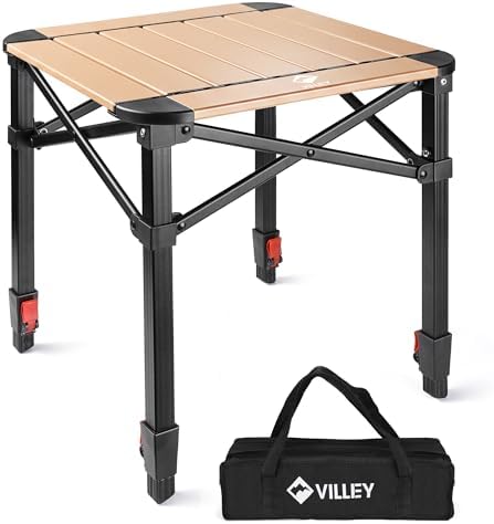 VILLEY Folding Camping Square Table, Portable Aluminum Table, Small by VILLEY