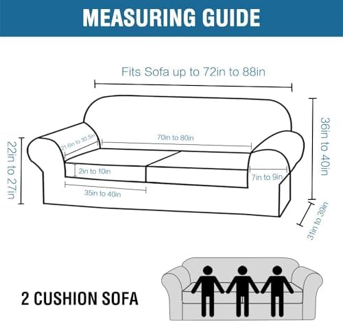 H.VERSAILTEX 3 Piece Stretch Sofa Covers for 2 Cushion Sofa Couch Covers for Living Room Sofa (Base Cover Plus 2 Seat Cushion Covers) Thicker Jacquard Fabric (Large Sofa, Burnt Brick) - Image 2