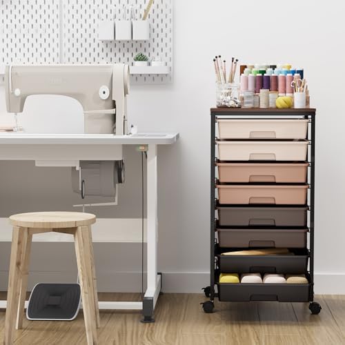 TOOLF Rolling Storage Cart with 8 Drawers,Brown - Image 2
