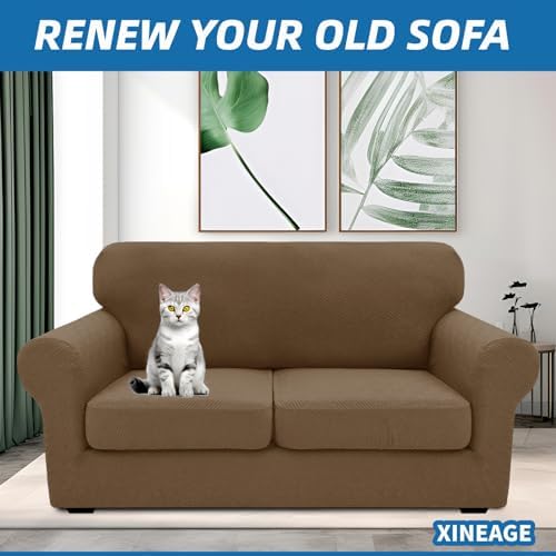 XINEAGE 3-Piece Stretch Loveseat Sofa Cover, Washable Couch Covers for Dog - Image 4