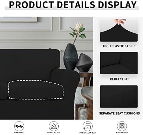 Easy-Going 4 Pieces Stretch Soft Couch Cover for Dogs - Washable Sofa Slipcover for 3 Separate Cushion Couch - Elastic Furniture Protector for Pets, Kids (Sofa, Black) Large - Image 6