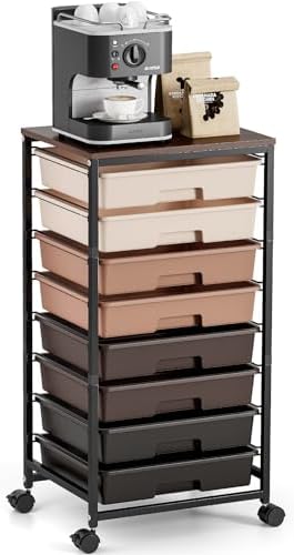 TOOLF Rolling Storage Cart with 8 Drawers,Brown by TOOLF