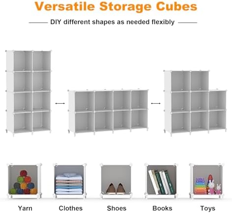 AWTATOS 8 Cube Storage Organizer, Closet Organizer Storage Shelf, White - Image 6