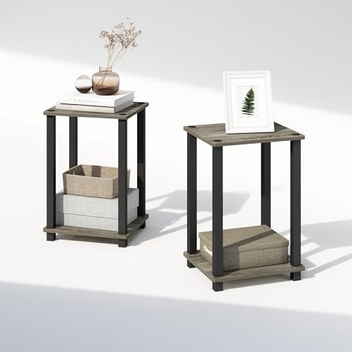 Furinno Simplistic Set of 2 Toolless 2-Tier Night Stand, French Oak - Image 6