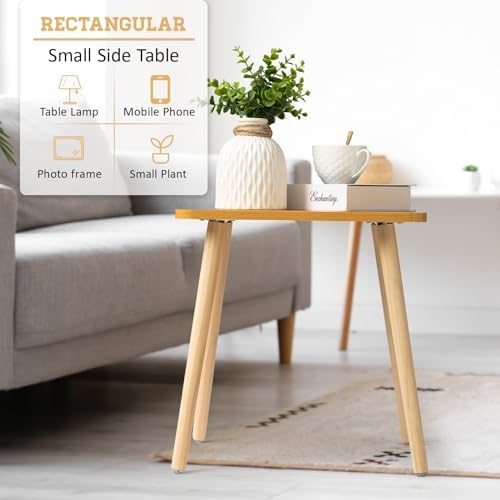 FORAOFUR Side Table, Modern Small End Table, Wood Nightstand for Living Room, Bedroom and Balcony, Rectangular Accent Table Home Decor, Easy Assembly, Natural - Image 6