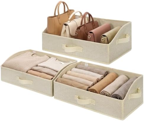 GRANNY SAYS Trapezoid Closet Storage Bins, Large, Honey Beige, 3-Pack by GRANNYSAYS