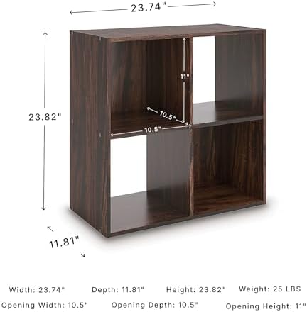 Signature Design by Ashley Glosmount 4 Cube Storage Organizer, Compact Freestanding, Cherry/Light Brown, 24''W x 12''D x 24''H, Engineered Wood (MDF/particleboard/plywood) and Decorative Laminate - Image 3